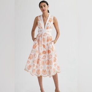 Anthropology | MAEVE | Embroidered Shell Midi Sundress